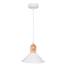 Laura Luminaire suspendu - SKD-P134-W - Suspension design en métal aluminium et bois, hauteur de câble réglable
