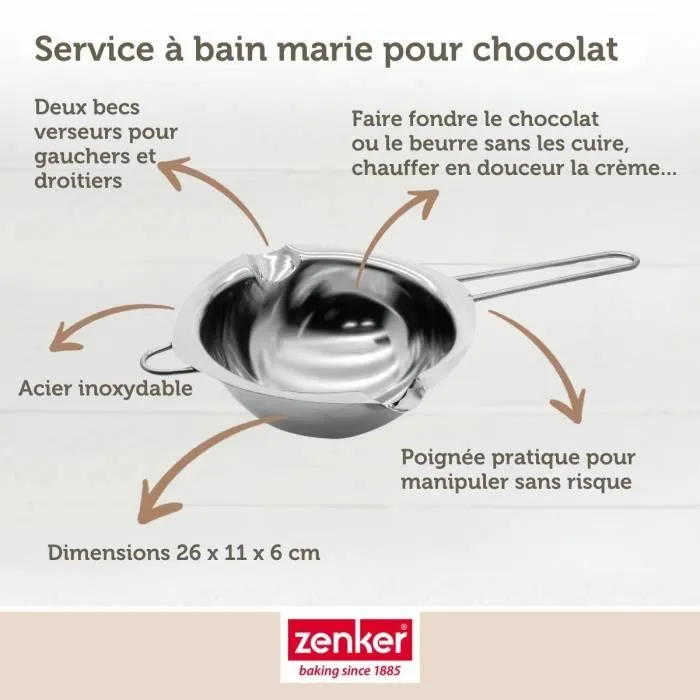 ZENKER Smart Pastry - Kit bain-marie à chocolat et pince à friture en inox, pour beignets et pâtisserie (26 cm, 28,5 cm) ZENKER Smart Pastry - Kit bain-marie à chocolat et pince à friture en inox, pour beignets et pâtisserie (26 cm, 28,5 cm)