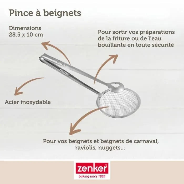 ZENKER Smart Pastry - Kit bain-marie à chocolat et pince à friture en inox, pour beignets et pâtisserie (26 cm, 28,5 cm) ZENKER Smart Pastry - Kit bain-marie à chocolat et pince à friture en inox, pour beignets et pâtisserie (26 cm, 28,5 cm)