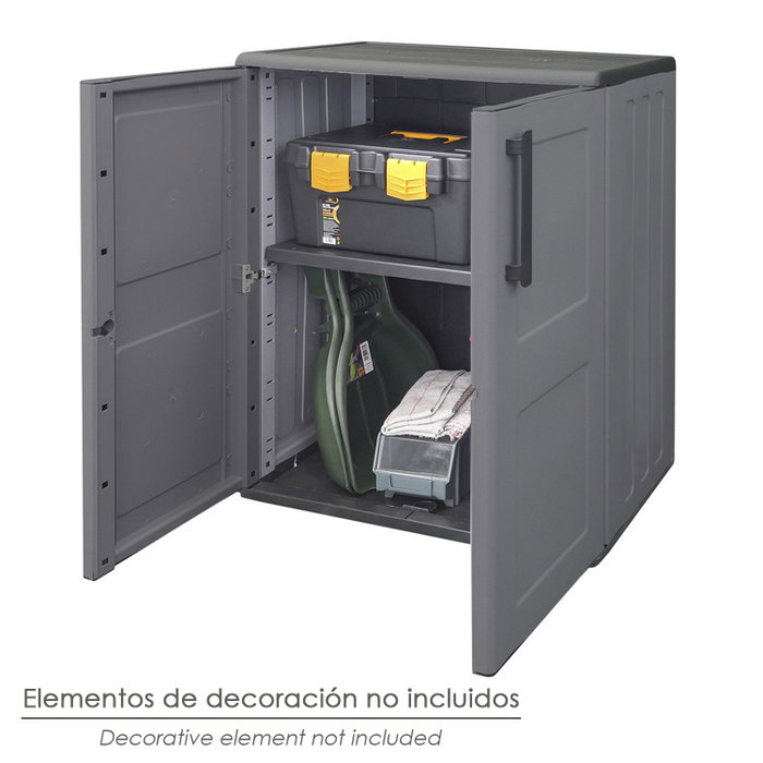 ART PLAST Armoire Basse en Résine 68x37x84 cm Gris Foncé
