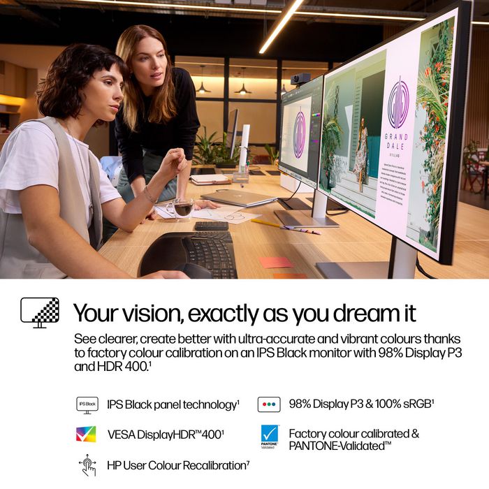 HP Moniteur PC HP Series 7 Pro - Écran LCD 27 pouces QHD (2560 x 1440) IPS Black, HDR400, USB-C, Confort ergonomique, 90% matériaux recyclés - 727pq