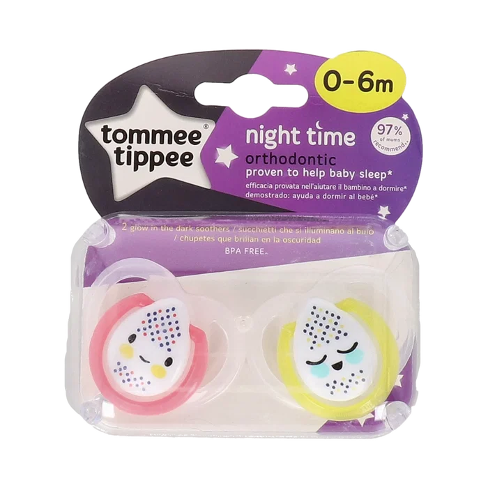 Tommee Tippee Chupete Night Time Silicone Rouge 0-6 mois - Lot de 2 - Pour la nuit Tommee Tippee Chupete Night Time Silicone Rouge 0-6 mois - Lot de 2 - Pour la nuit
