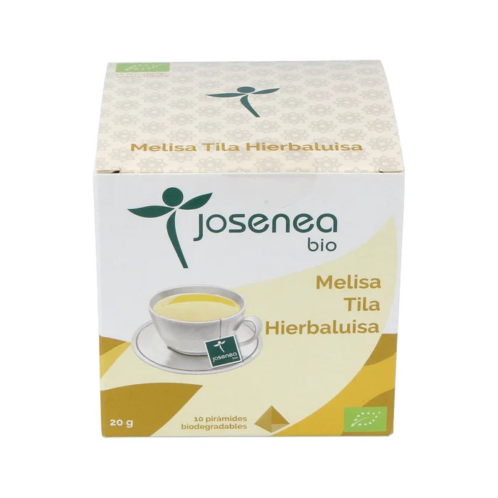 Josenea Mélisse-Tilleul-Verveine Citronnelle 10 Pyramides en Sachet Bio Infusion Josenea Mélisse-Tilleul-Verveine Citronnelle 10 Pyramides en Sachet Bio Infusion