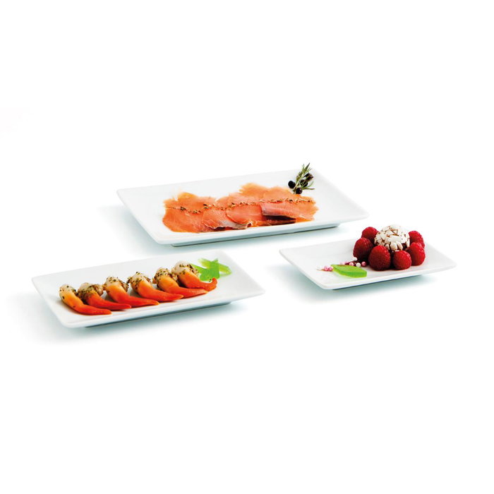 Quid Gastro Fun Tapa Ahumados en Porcelana Blanca Brillante, Apilable, Apto Microondas y Lavavajillas, 20x13x2 cm