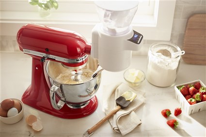 KitchenAid Accessoire 5KSMSFTA - Tamis doseur avec balance de cuisine numérique intégrée pour robot pâtissier