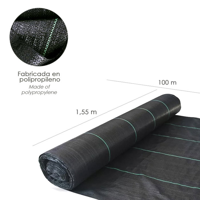 SATURNIA Malla Antihierbas Rouleau 1,55x100 m 110 g/m² SATURNIA Malla Antihierbas Rouleau 1,55x100 m 110 g/m²