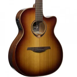 LAG Guitare Acoustique Électroacoustique Auditorium A/E Cutaway Édition Limitée Bisel Brown Shadow