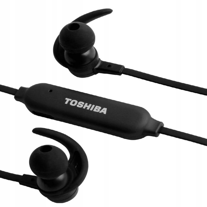 TOSHIBA Écouteurs Bluetooth Intra-auriculaires avec Crochet Sport - Noir