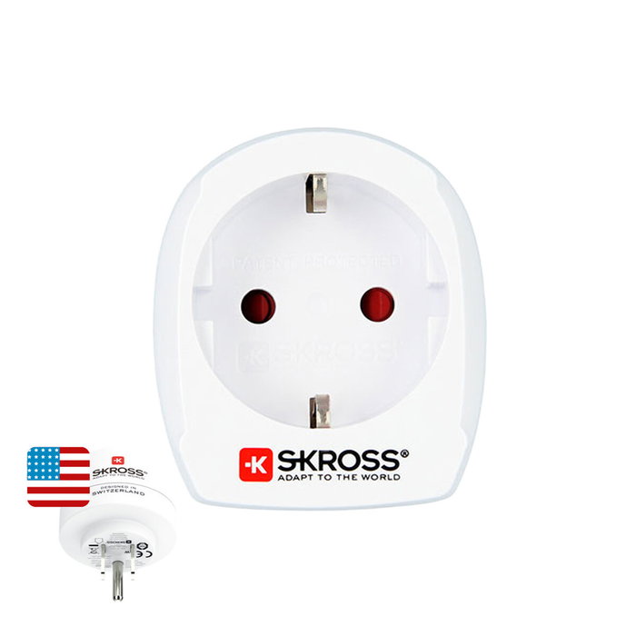 Adaptateur de courant Skross 1500203-E Européen États-Unis Adaptateur de courant Skross 1500203-E Européen États-Unis