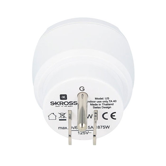 Adaptateur de courant Skross 1500203-E Européen États-Unis Adaptateur de courant Skross 1500203-E Européen États-Unis