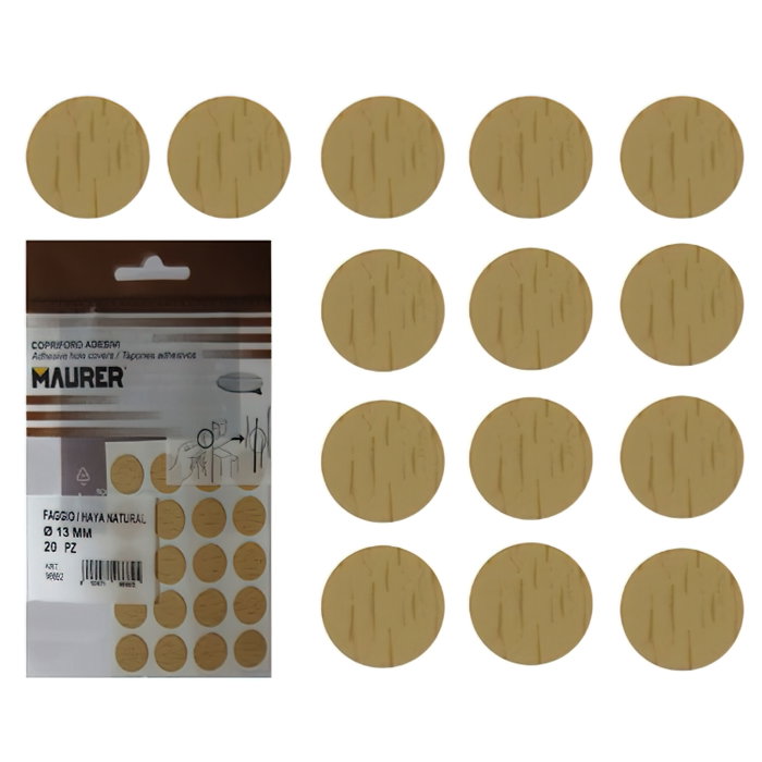 MAURER Cache-vis adhésifs hêtre naturel (20 unités) MAURER Cache-vis adhésifs hêtre naturel (20 unités)