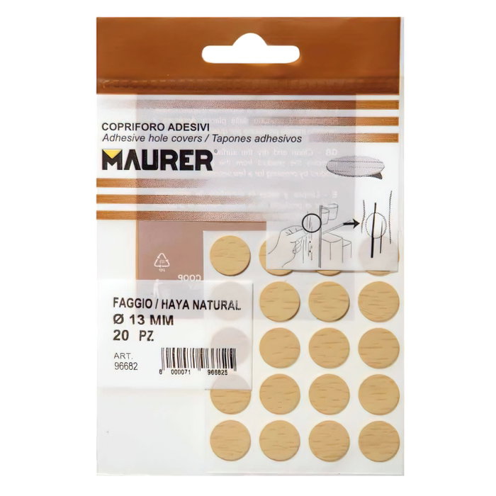 MAURER Cache-vis adhésifs hêtre naturel (20 unités) MAURER Cache-vis adhésifs hêtre naturel (20 unités)