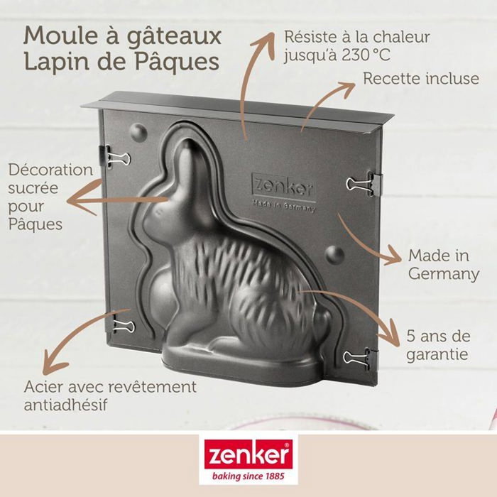 Zenker Ensemble de moule lapin de Pâques 3D et 5 emporte-pièces Zenker Ensemble de moule lapin de Pâques 3D et 5 emporte-pièces