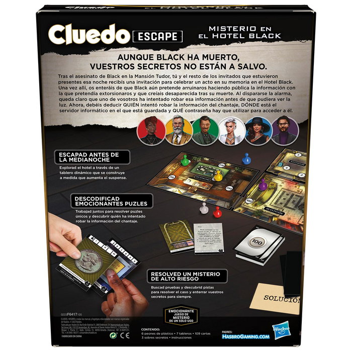 Hasbro Games Cluedo Escape Traición En El Hotel F6417 - Jeu d'évasion et de déduction en espagnol pour 10 ans et plus