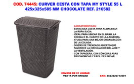 CURVER Cesta My Style 55 L avec couvercle, Chocolat