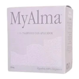 MYALMA Tampons Super avec applicateur 100% coton biologique, 14 unités