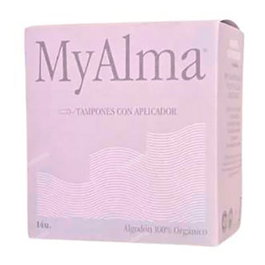 MYALMA Tampons Super Avec Applicateur 100% Coton Bio - 14 Unités - Pour Flux Abondants