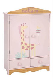 Armario Nature Armoire enfant Nature 40x20,50x61 cm avec 2 tiroirs et 5 cintres, âge recommandé 36 mois