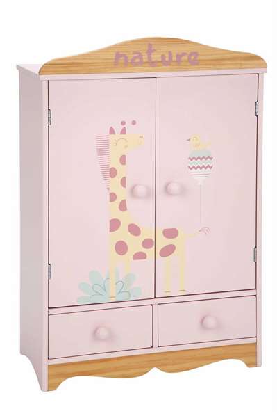 Arias Armoire Nature Rose avec 2 Tiroirs et 5 Cintres Arias Armoire Nature Rose avec 2 Tiroirs et 5 Cintres