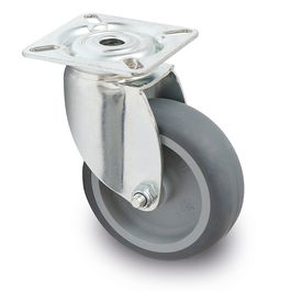 Tente Roue Pivotante Agila Ø75 mm Anneau Caoutchouc Plastique Zingué