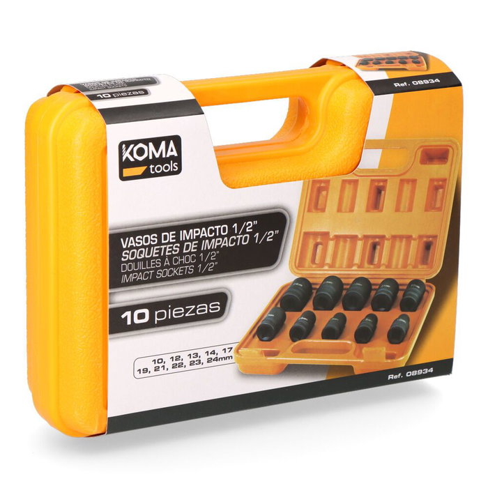 Jeu de Douilles à Chocs Koma Tools 10, 12, 13, 14, 17, 19, 21, 22, 23, 24 MM 10 Pièces Jeu de Douilles à Chocs Koma Tools 10, 12, 13, 14, 17, 19, 21, 22, 23, 24 MM 10 Pièces
