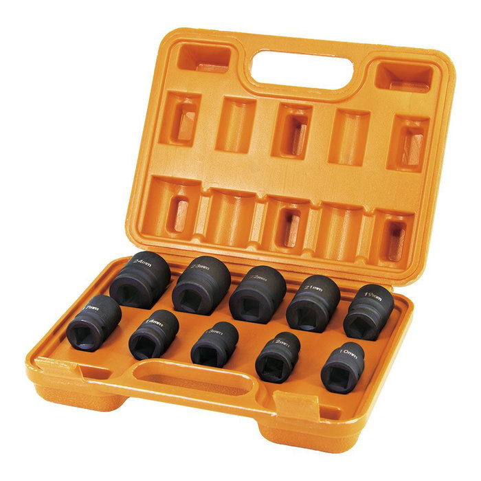 Jeu de Douilles à Chocs Koma Tools 10, 12, 13, 14, 17, 19, 21, 22, 23, 24 MM 10 Pièces Jeu de Douilles à Chocs Koma Tools 10, 12, 13, 14, 17, 19, 21, 22, 23, 24 MM 10 Pièces