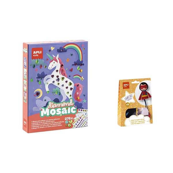 Apli Kids Jeu de Mosaïque Diamant avec 4 Planches et 276 Diamants Multicolores