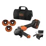 Black + Decker BCG6L8F1S-QW Meuleuse sans fil 18V Brushless 115 mm avec batterie 4Ah, chargeur, 3 disques et sac de transport
