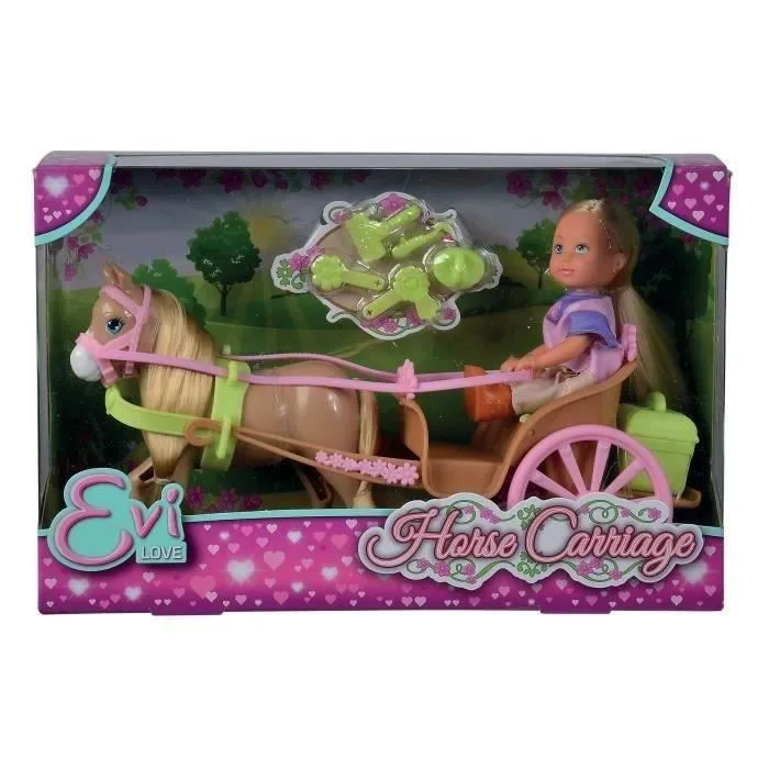 Silvertorn - Caleche avec poupée Steffi Love Evi et son cheval beige - Poupée cavalière de 12cm avec 6 accessoires - Jouet pour enfant de 3 à 8 ans Silvertorn - Caleche avec poupée Steffi Love Evi et son cheval beige - Poupée cavalière de 12cm avec 6 accessoires - Jouet pour enfant de 3 à 8 ans