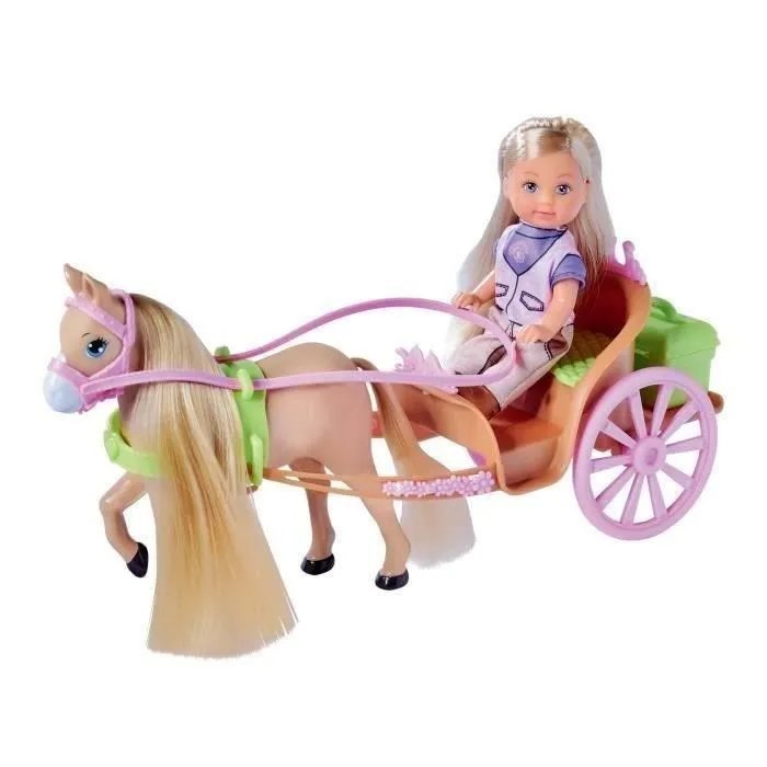 Silvertorn - Caleche avec poupée Steffi Love Evi et son cheval beige - Poupée cavalière de 12cm avec 6 accessoires - Jouet pour enfant de 3 à 8 ans Silvertorn - Caleche avec poupée Steffi Love Evi et son cheval beige - Poupée cavalière de 12cm avec 6 accessoires - Jouet pour enfant de 3 à 8 ans