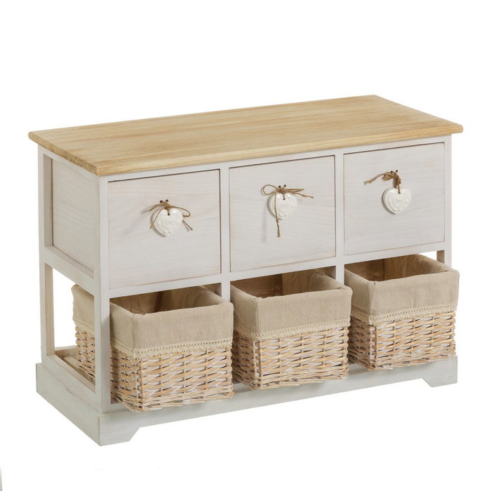 BigBuy Home Commode SWEET HEART Crème Naturel