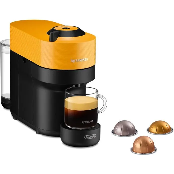 De'Longhi Machine à café à capsules Nespresso Vertuo Pop ENV90.Y - Jaune - 7 capsules incluses - Technologie Centrifusion - 5 tailles de tasse De'Longhi Machine à café à capsules Nespresso Vertuo Pop ENV90.Y - Jaune - 7 capsules incluses - Technologie Centrifusion - 5 tailles de tasse
