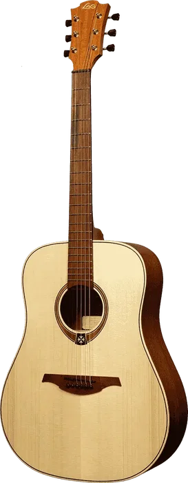 LAG Guitare Acoustique Folk Dreadnought Gaucher Naturelle Table Epicéa Massif Acajou LAG Guitare Acoustique Folk Dreadnought Gaucher Naturelle Table Epicéa Massif Acajou