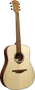 LAG Guitare Acoustique Folk Dreadnought Gaucher Naturelle Table Epicéa Massif Acajou