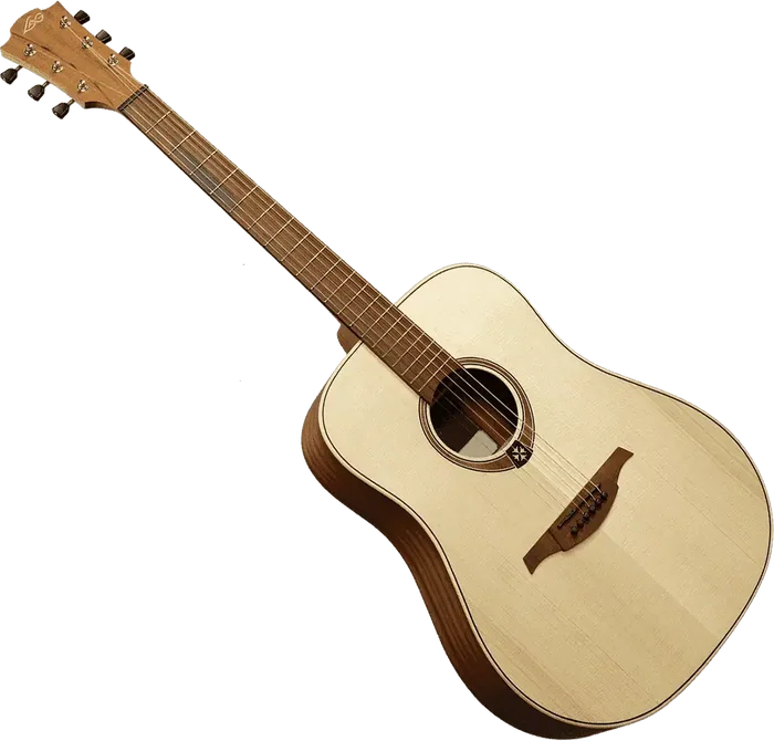 LAG Guitare Acoustique Folk Dreadnought Gaucher Naturelle Table Epicéa Massif Acajou LAG Guitare Acoustique Folk Dreadnought Gaucher Naturelle Table Epicéa Massif Acajou