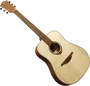 LAG Guitare Acoustique Folk Dreadnought Gaucher Naturelle Table Epicéa Massif Acajou
