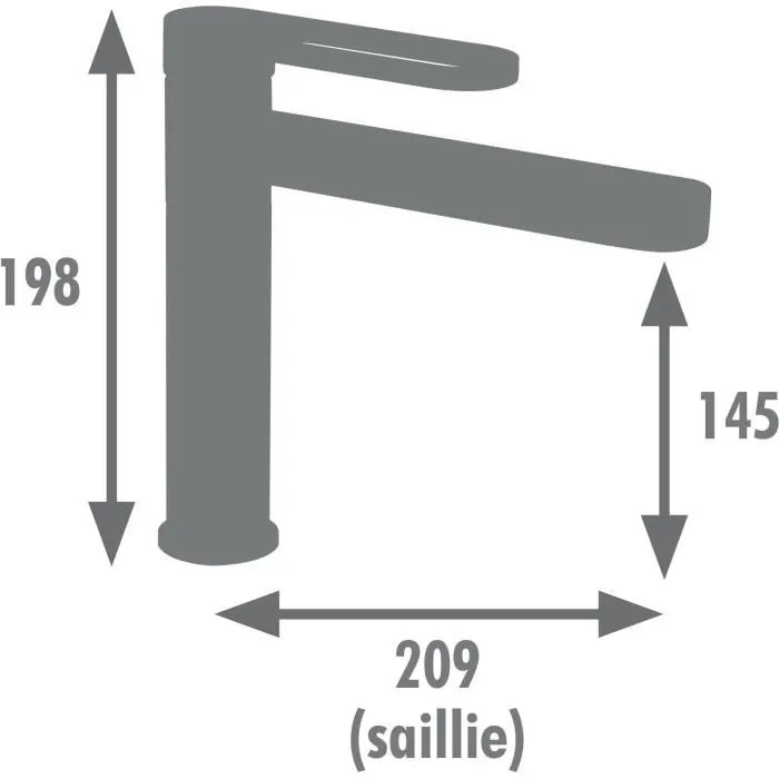 Edouard Rousseau Mitigeur Lavabo Bec Mobile ONEGAI, Noir/Chromé, Laiton, Avec Aérateurs Invisibles et Vidage Clic-Clac, 178 x 180 mm