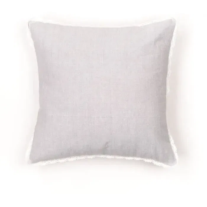 Coussin déhoussable Today Charme 40 x 40 cm - Housse en coton et garnissage polyester - Finition dentelle avec zip invisible - Collection décoration élégante