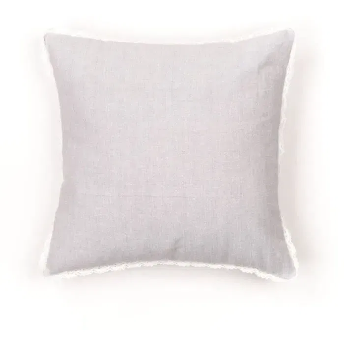 Coussin déhoussable Today Charme 40 x 40 cm - Housse en coton et garnissage polyester - Finition dentelle avec zip invisible - Collection décoration élégante