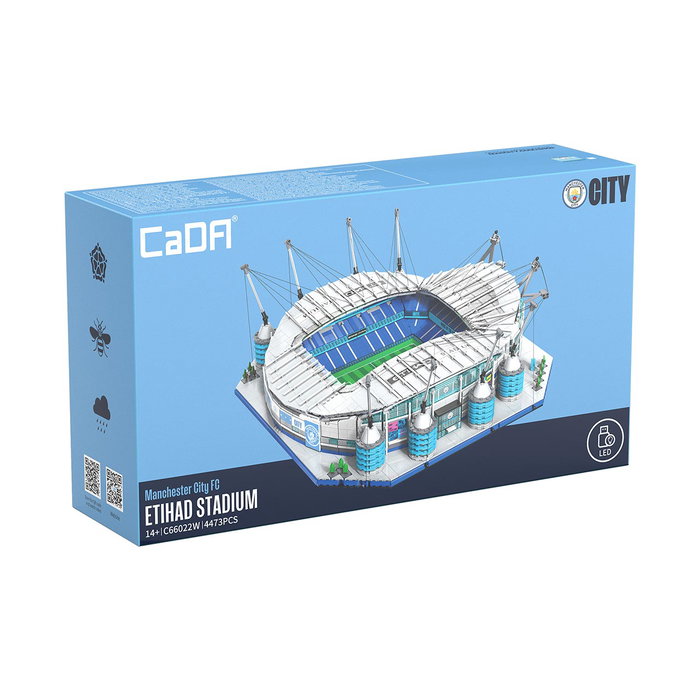 DEQUBE Set de Construction Modulaire - Stade Manchester City Officiel CADA C66022W (4473 Pièces) avec Éclairage LED et Joueurs Personnalisables