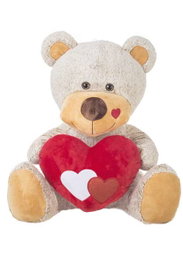 Creaciones Llopis Peluche Ours Beige avec Cœur 110 cm - Doux en Polyester - Dès la Naissance