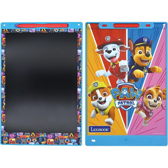 LEXIBOOK Pizarra magica educativa Patrulla Canina Paw Patrol - Tablette à dessin LCD pour enfants avec stylet et motifs, 11 pouces (28 cm), à partir de 3 ans