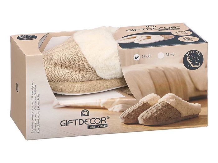 GIFTDECOR Chaussons Femme Beige-Blanco