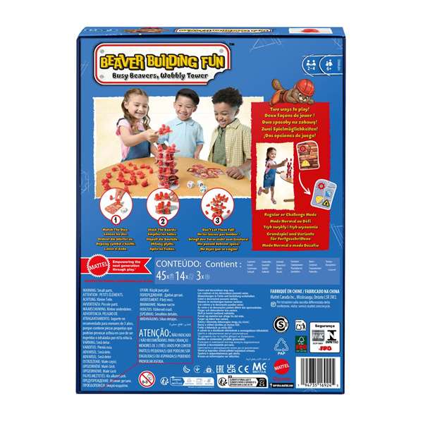 Mattel Juego Castores Constructores - Jeu de construction de tours pour enfants à partir de 5 ans - 45 pièces