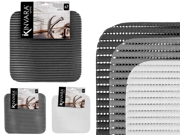 KINVARA Set de 2 tapis antidérapants 32x32 cm Couleurs Neutres KINVARA Set de 2 tapis antidérapants 32x32 cm Couleurs Neutres