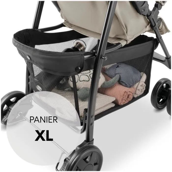 Hauck SPORT - Poussette canne pliable et inclinable, avec capote pare-soleil, 4 roues pivotantes, harnais 5 points et panier XL, pour bébé jusqu'à 15 kg - Beige