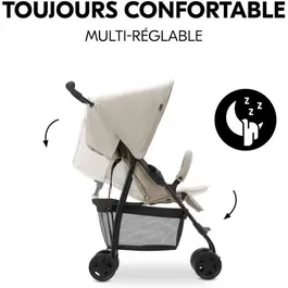 Hauck SPORT - Poussette canne pliable et inclinable, avec capote pare-soleil, 4 roues pivotantes, harnais 5 points et panier XL, pour bébé jusqu'à 15 kg - Beige