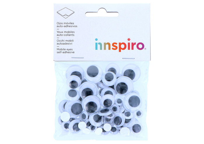 Innspiro Lot de 75 yeux mobiles noirs autocollants tailles assorties Innspiro Lot de 75 yeux mobiles noirs autocollants tailles assorties