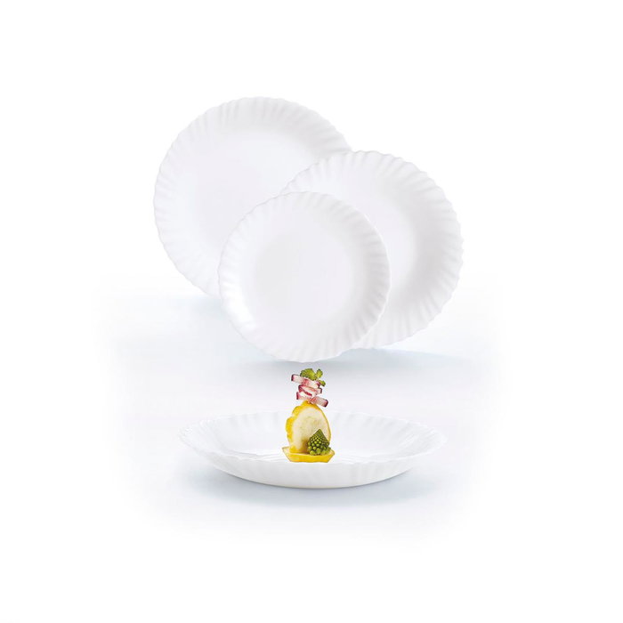 Luminarc Feston Vaisselle 18 Pièces - 6 Personnes en Verre Opal Blanc