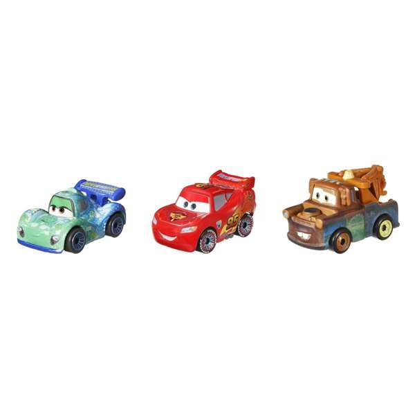Mattel Mini Voitures Cars - Set de 3 Unités avec Carrosserie Métallique et Roues Giratoires - Modèles Variés